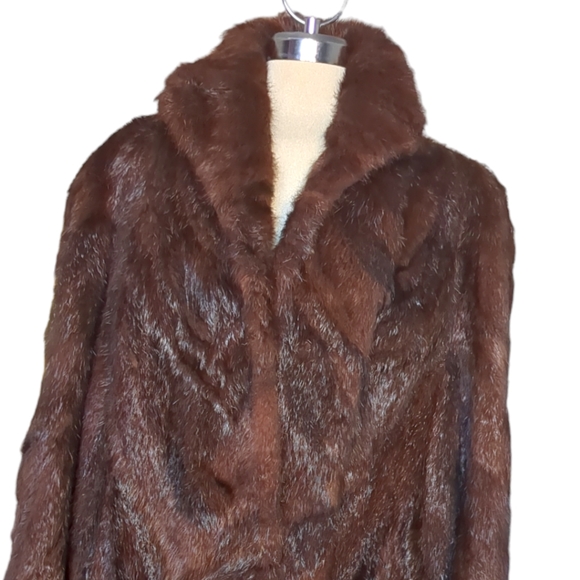 Vintage KES II Dark Brown Colours Real Fur Winter Long Coat Size L Size L - Picture 14 of 16